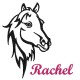 Appliqué thermocollant personnalisé profil cheval noir en flex pailleté