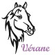Appliqué thermocollant personnalisé profil cheval noir en flex pailleté