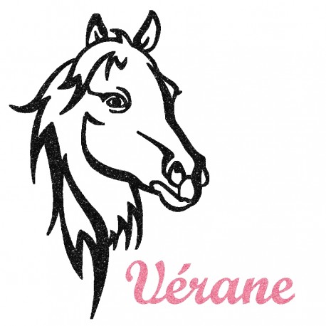 Appliqué thermocollant personnalisé profil cheval noir en flex pailleté