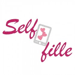 Appliqué thermocollant personnalisé selfie fushia en flex pailleté