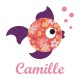 Appliqué thermocollant personnalisé poisson tissu liberty orange et flex pailleté