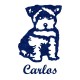 Appliqué thermocollant personnalisé chien chiot bleu en flex pailleté