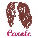 Appliqué thermocollant personnalisé fille chien cocker en flex pailleté