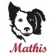 Appliqué thermocollant personnalisé garçon chien border collie en flex pailleté