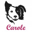 Appliqué thermocollant personnalisé fille chien border collie en flex pailleté
