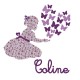 Appliqué thermocollant personnalisé fillette et papillons tissu liberty et flex pailleté