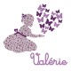 Appliqué thermocollant personnalisé fillette et papillons tissu liberty et flex pailleté
