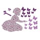 Appliqué thermocollant personnalisé fillette et papillons tissu liberty et flex pailleté