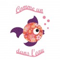 Appliqué thermocollant comme un poisson tissu liberty orange et flex pailleté