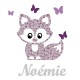 Appliqué thermocollant personnalisé petit renard mauve