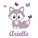 Appliqué thermocollant personnalisé petit renard mauve