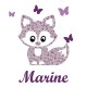 Appliqué thermocollant personnalisé petit renard mauve