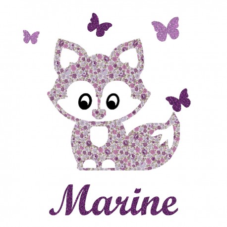 Appliqué thermocollant personnalisé petit renard mauve