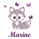 Appliqué thermocollant personnalisé petit renard mauve