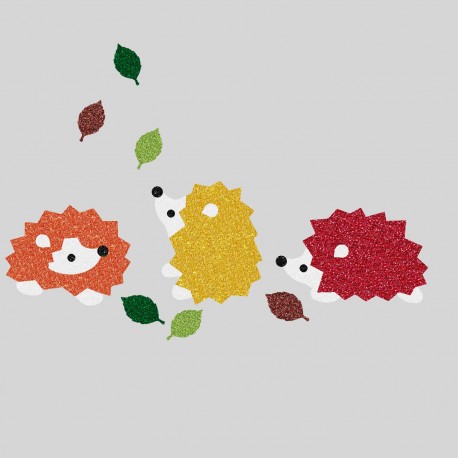 Appliqué thermocollant 3 hérissons en flex pailleté