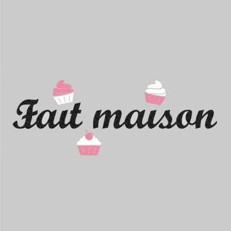 Appliqué thermocollant fait maison cupcakes en flex pailleté
