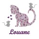 Appliqué thermocollant personnalisé chat et souris liberty mauve et flex pailleté