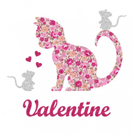 Appliqué thermocollant personnalisé chat et souris rose