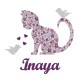 Appliqué thermocollant personnalisé chat et oiseau liberty mauve et flex pailleté