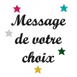 Appliqué thermocollant personnalisé message 30 caractères écriture 4 en flex pailleté