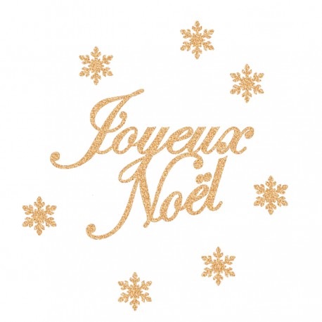 Appliqué thermocollant joyeux Noël en flex pailleté