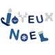 Appliqué thermocollant joyeux Noël bleu en flex pailleté