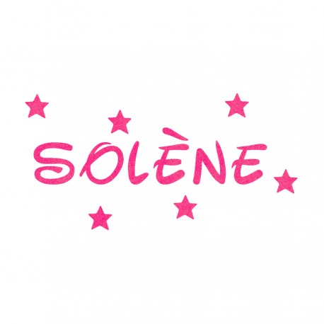 Appliqué thermocollant prénom écriture cartoon en flex pailleté fluo étoiles