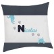 Appliqué thermocollant personnalisé chat coquin bleu en flex pailleté et tissu