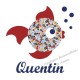 Appliqué thermocollant personnalisé poisson tissu liberty rania et flex velours