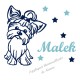 Appliqué thermocollant personnalisé chien Yorkshire bleu en flex pailleté