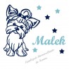 Appliqué thermocollant personnalisé chien Yorkshire bleu en flex pailleté
