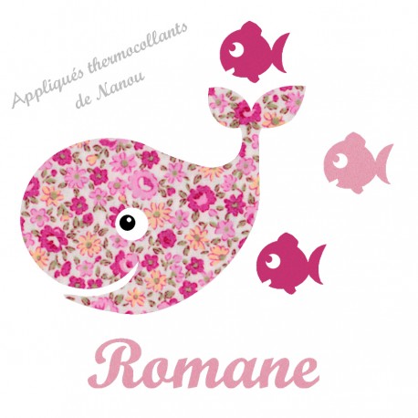 Appliqué thermocollant baleine liberty rose et flex