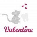 Appliqué thermocollant personnalisé fille souris et dent en flex pailleté