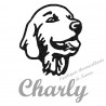 Appliqué thermocollant personnalisé tête de chien en flex pailleté