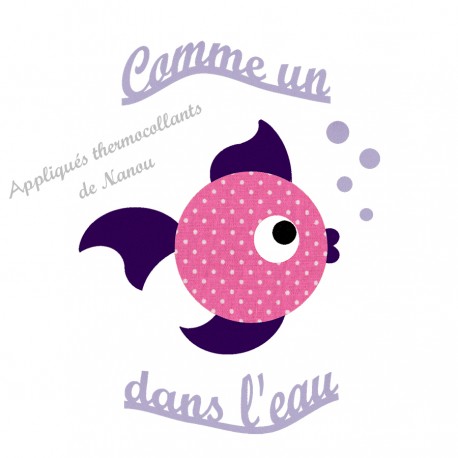 Appliqué thermocollant comme un poisson flex velours et tissu liberty rose