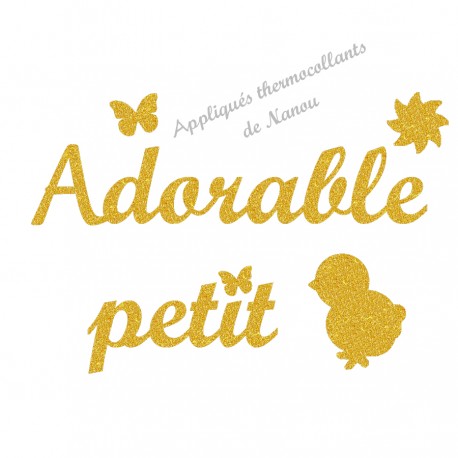 Appliqué thermocollant adorable poussin en flex pailleté