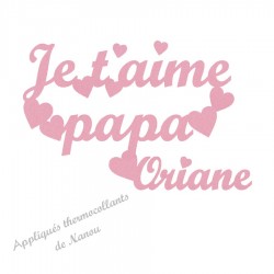 Appliqué thermocollant personnalisé je t'aime papa en flex velours