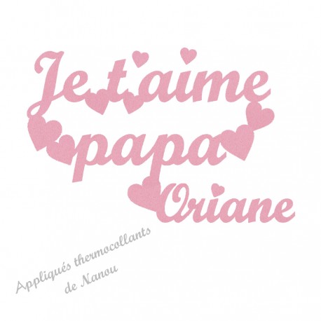 Appliqué thermocollant personnalisé je t'aime papa en flex velours