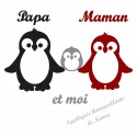 Appliqué thermocollant personnalisé famille pingouin en flex velours