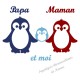 Appliqué thermocollant personnalisé famille pingouin garçon en flex velours