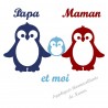 Appliqué thermocollant personnalisé famille pingouin garçon en flex velours
