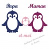 Appliqué thermocollant personnalisé famille pingouin fille en flex velours