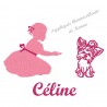 Appliqué thermocollant personnalisé fille chien Yorkshire en flex pailleté
