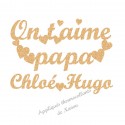 Appliqué thermocollant on t'aime papa personnalisé en flex pailleté