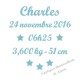 Appliqué thermocollant prénom date taille naissance étoiles en flex pailleté