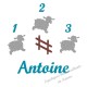 Appliqué thermocollant 1 2 3 mouton fille en flex pailleté