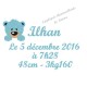 Appliqué thermocollant prénom ours rose date taille naissance en flex pailleté