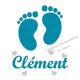 Appliqué thermocollant personnalisé petits pieds cœurs en flex pailleté