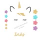 Appliqué thermocollant personnalisé licorne fleurie en flex pailleté
