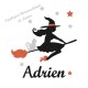 Appliqué thermocollant personnalisé sorcière halloween en flex pailleté